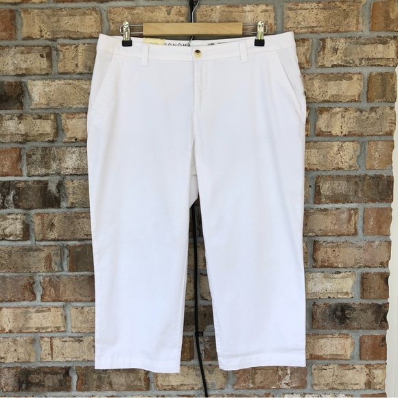 Sonoma Life + Style Cotton Blend Mid Rise Capri Stretch White Pants 12 - Picture 2 of 10